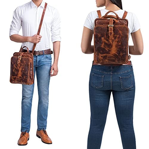 Cartable à bretelles Stilord en cuir vintage