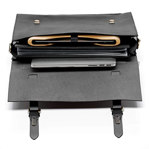 cartable en cuir noir épuré Sid Vain pour femme