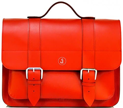 Cartable cuir rouge pour laptop 15 pouces avec système de fixation sur vélo FS bike pour enseignant ou profession libérale