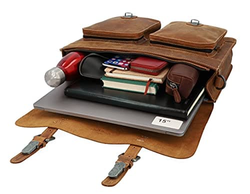 Cartable vélo en cuir cognac Gusti