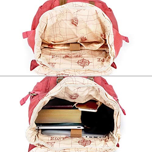 Grand sac à dos rose cuir et toile Evervanz pour femme avec emplacement ordinateur