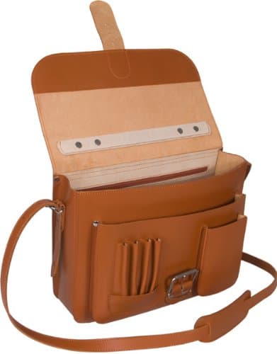 Petit cartable à bretelles adulte Uberbag Cognac, en cuir avec tannage végétal