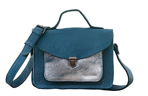 Petit sac cartable femme en cuir bleu, Paul et Marius