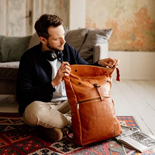 Sac à dos en cuir XL Vintage et classique de Berliner Bags