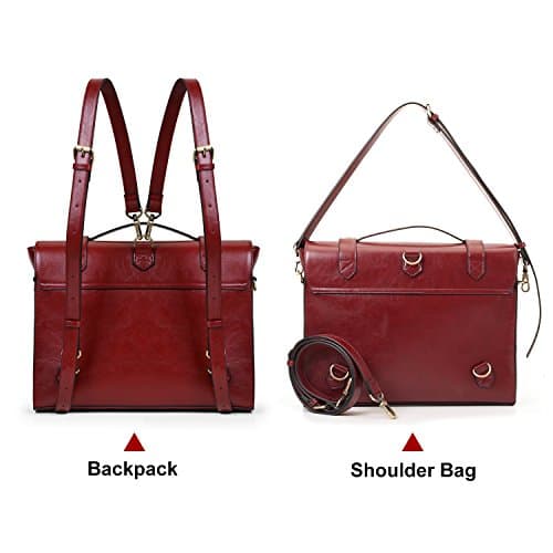 Sac cartable rouge vintage Ecosusi avec bretelles (cuir synthétique)