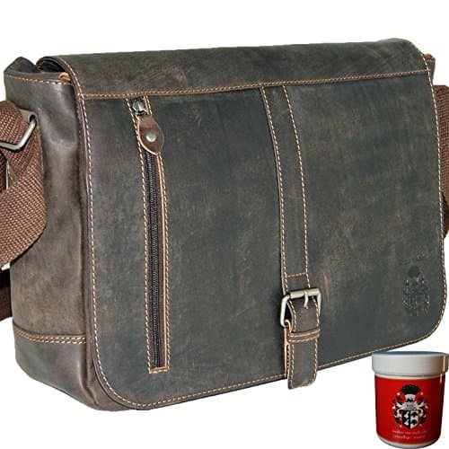 Cartable sacoche bandoulière en cuir Vintage, le Baron de Maltzahn.