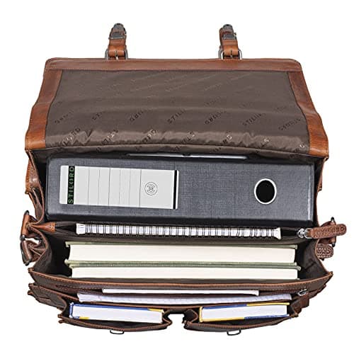 Spacieux cartable en cuir marron Vintage pour la fac