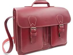 Cartable cuir rouge femme à 2 soufflets, 40 cm fabriqué en Allemagne, esprit Vintage